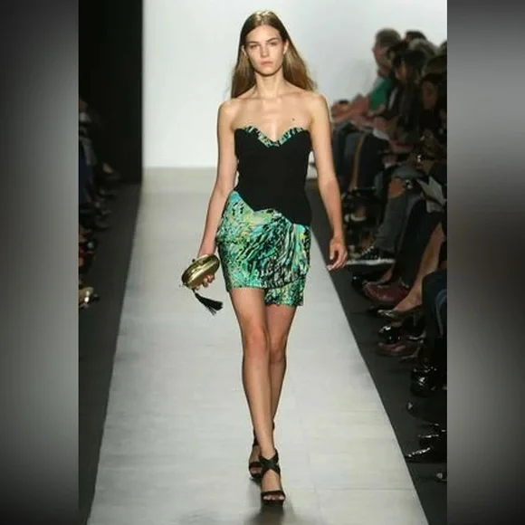 bcbg dark green dress Folded Detail Gown – BCBGMAXAZRIA main image 1